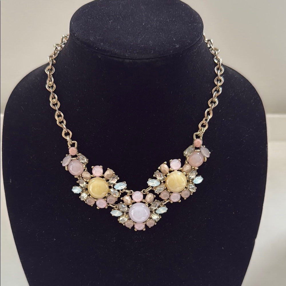 LOFT Gold and Pink Floral Necklace
